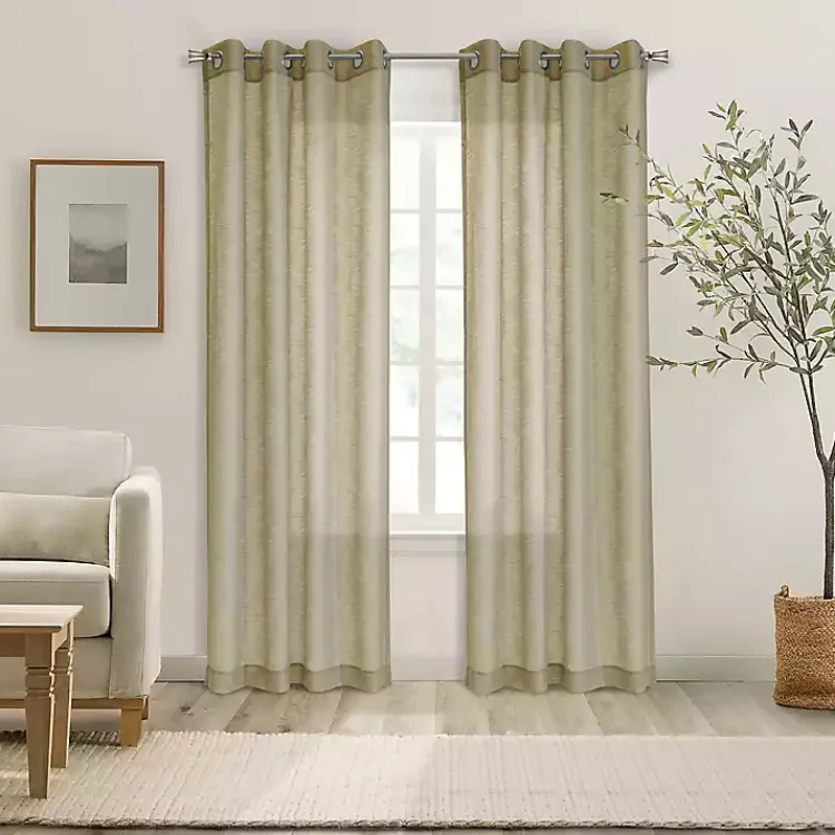 Curtains & Drapes-Kirklands Home Boucle Sheer Single Curtain Panel, 63 in. Tan