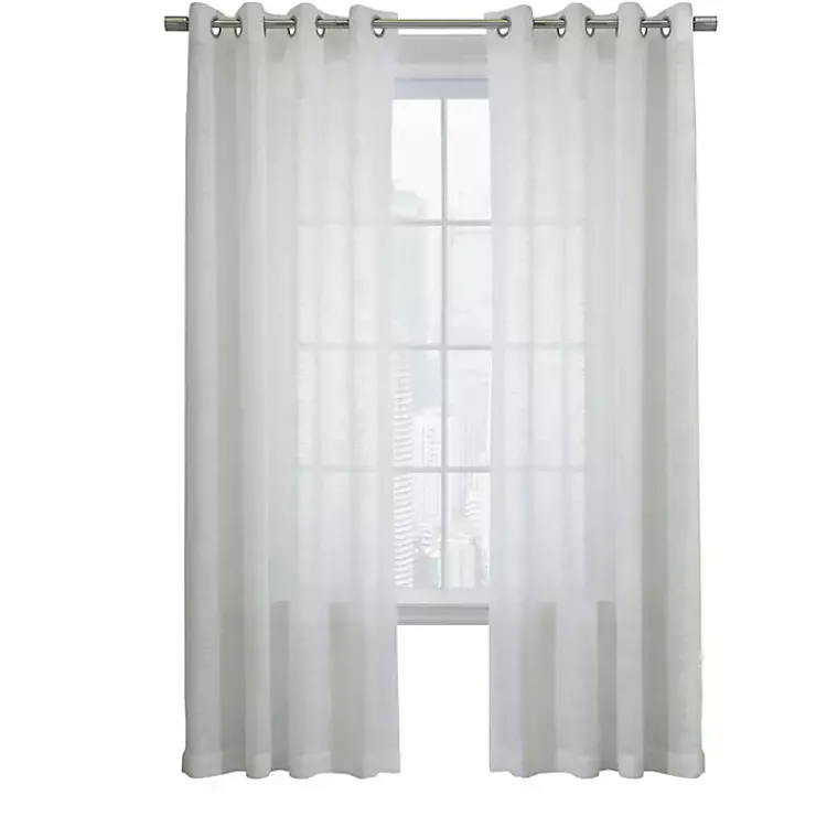 Curtains & Drapes-Kirklands Home Boucle Sheer Single Curtain Panel, 108 in. White