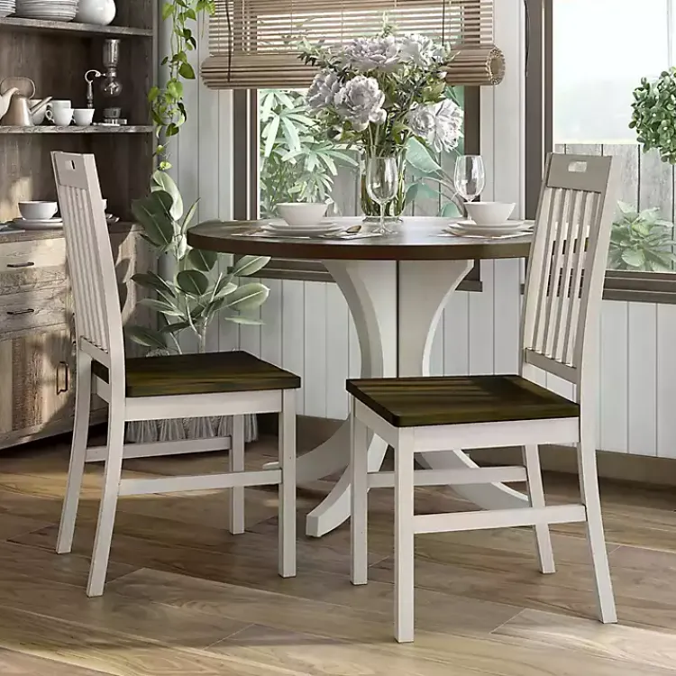 Dining Chairs-Kirklands Home Antique Slatted Back Dining Chairs, Set of 2 White