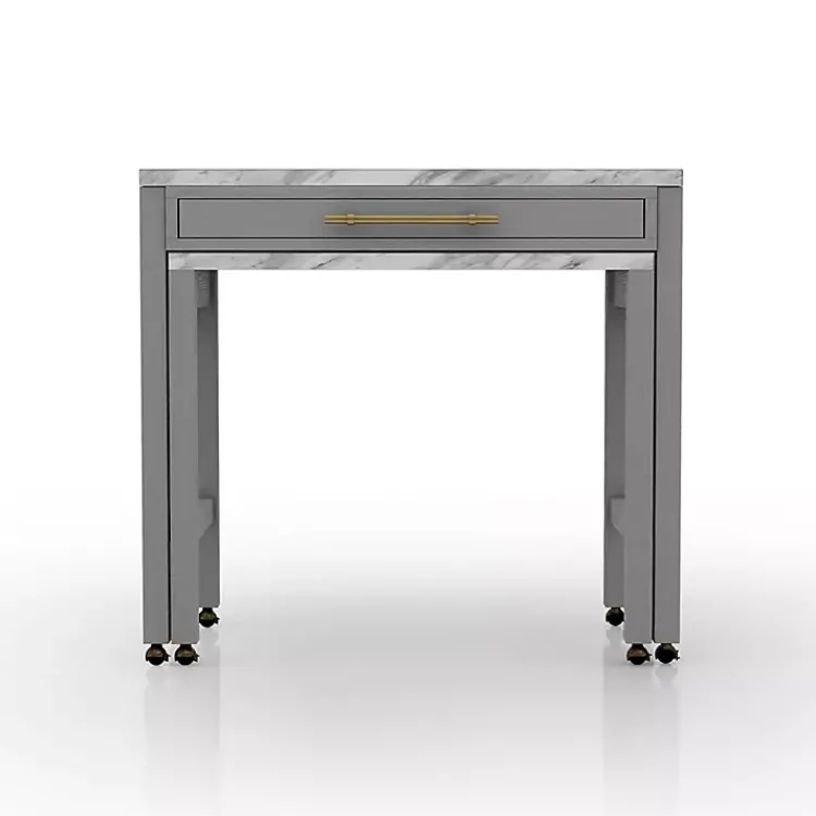 Dining Tables-Kirklands Home Gray and White Faux Marble Nested Counter Table