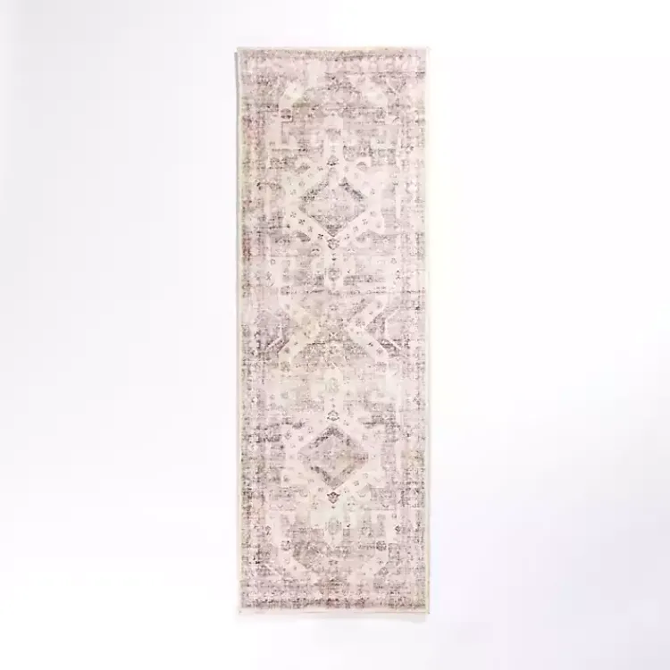 Area Rugs-Kirklands Home Bone Rosette Runner, 2x7