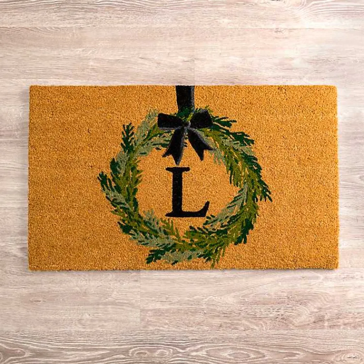 Doormats-Kirklands Home Christmas Wreath Monogram L Doormat