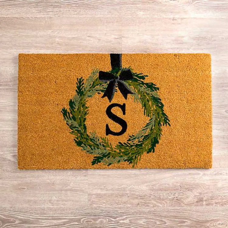 Doormats-Kirklands Home Christmas Wreath Monogram S Doormat