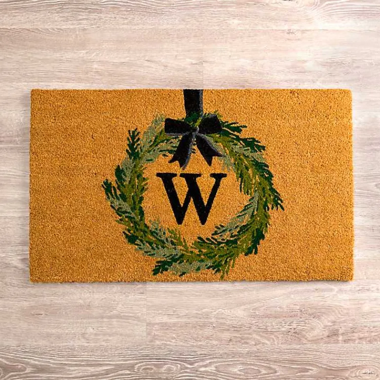 Doormats-Kirklands Home Christmas Wreath Monogram W Doormat