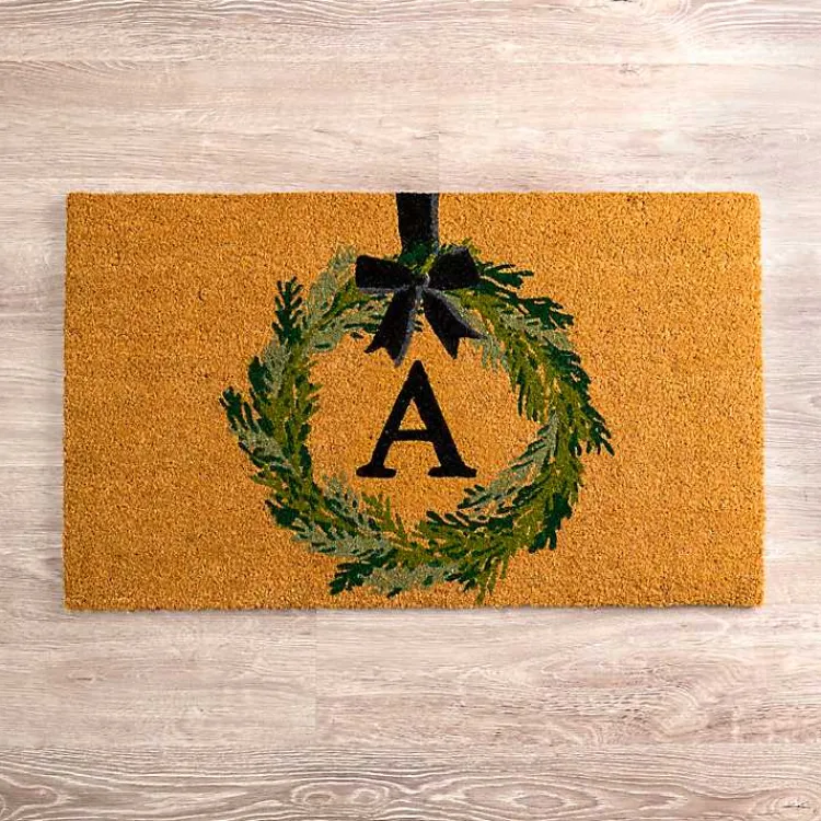 Doormats-Kirklands Home Christmas Wreath Monogram A Doormat