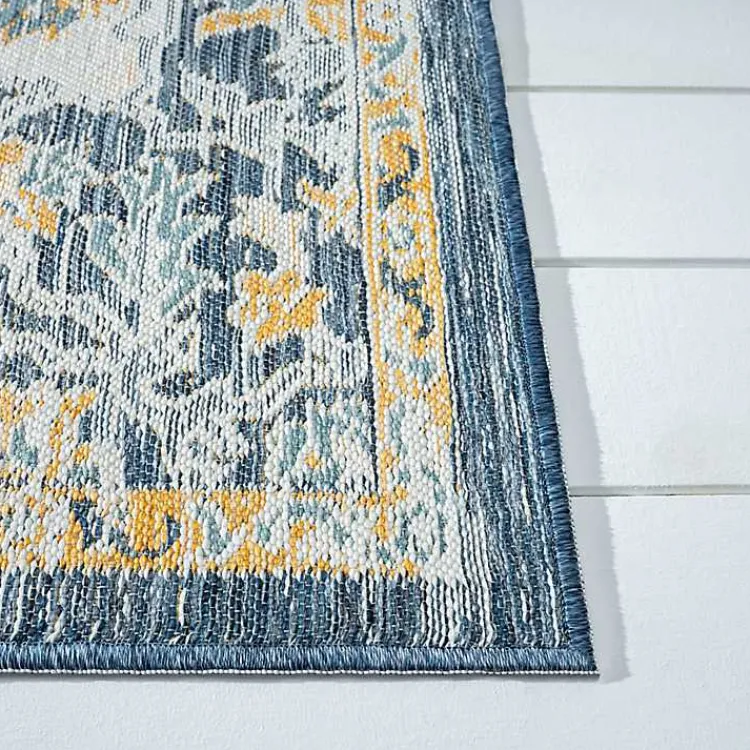 Outdoor Rugs-Kirklands Home Blue & Orange Medallion Reversible Area Rug, 5x7