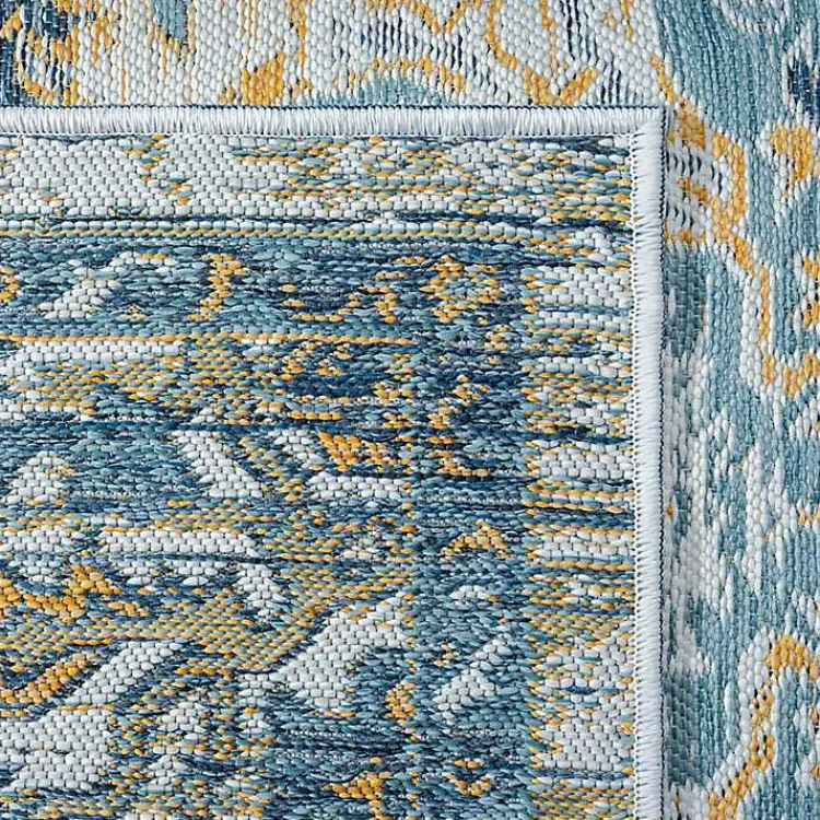 Outdoor Rugs-Kirklands Home Blue & Orange Medallion Reversible Area Rug, 5x7