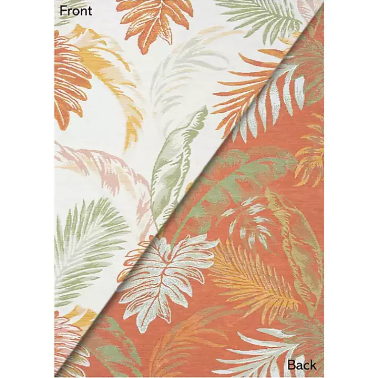 Outdoor Rugs-Kirklands Home Orange & Green Palms Reversible Outdoor Rug, 5x7