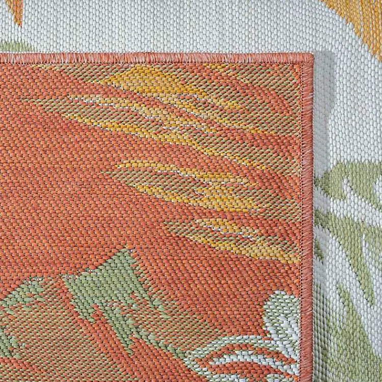 Outdoor Rugs-Kirklands Home Orange & Green Palms Reversible Outdoor Rug, 5x7