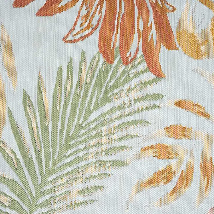 Outdoor Rugs-Kirklands Home Orange & Green Palms Reversible Outdoor Rug, 5x7