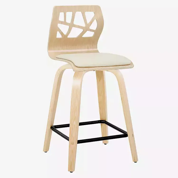 Bar Stools & Counter Height Stools-Kirklands Home Cream Golia Swivel Counter Stools, Set of 2 Ivory