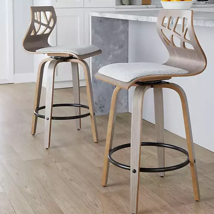 Bar Stools & Counter Height Stools-Kirklands Home Golia Swivel Counter Stools, Set of 2 Gray