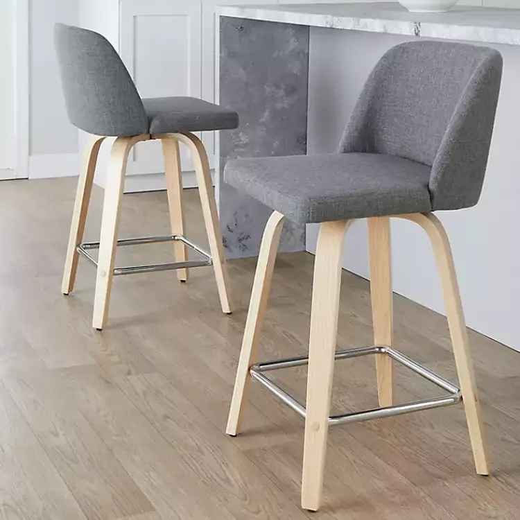 Bar Stools & Counter Height Stools-Kirklands Home Torino Upholstered Counter Stools, Set of 2 Gray