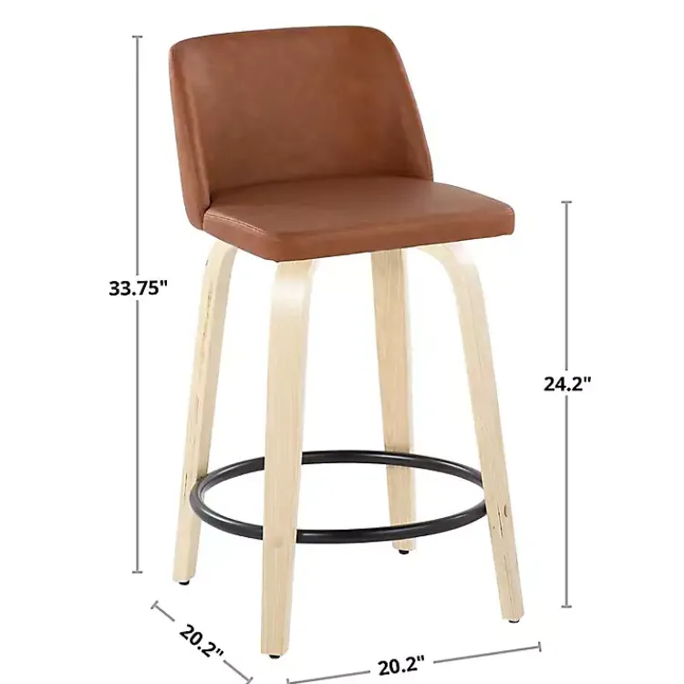 Bar Stools & Counter Height Stools-Kirklands Home Torino Upholstered Counter Stools, Set of 2 Gray