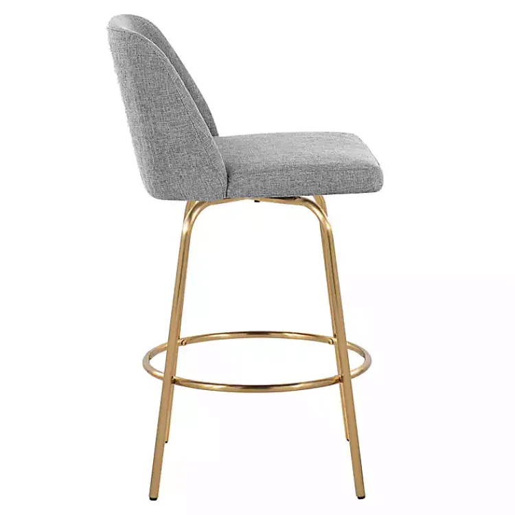 Bar Stools & Counter Height Stools-Kirklands Home Torino Gold Leg Counter Stools, Set of 2 Gray