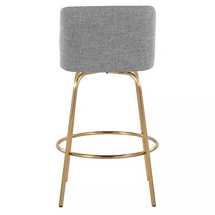 Bar Stools & Counter Height Stools-Kirklands Home Torino Gold Leg Counter Stools, Set of 2 Gray