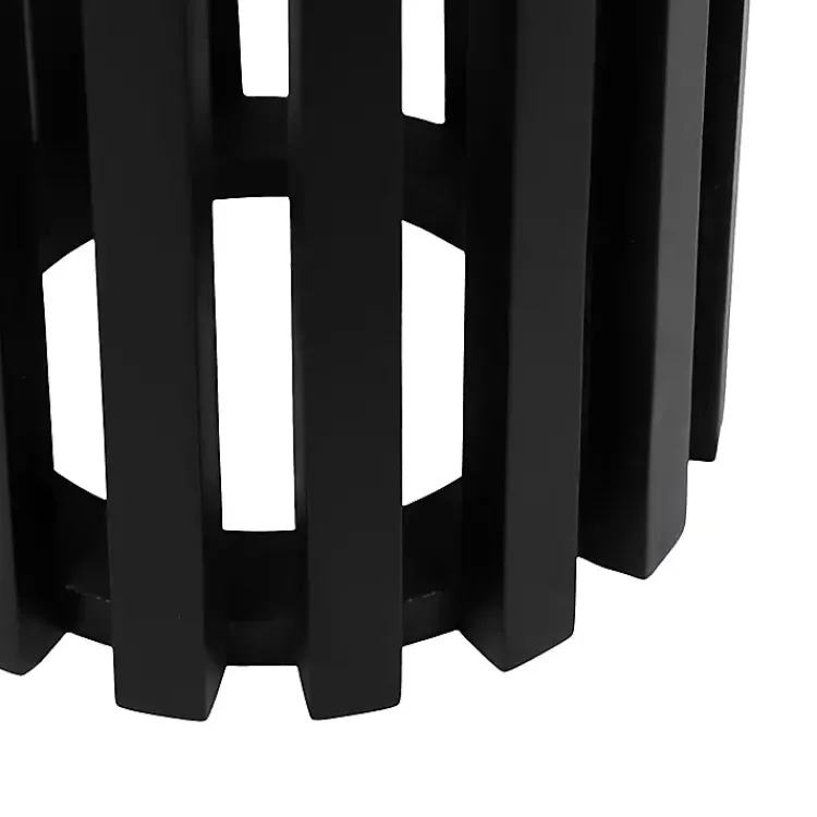 Accent & End Tables-Kirklands Home Black Slatted Marble Payton Accent Table White