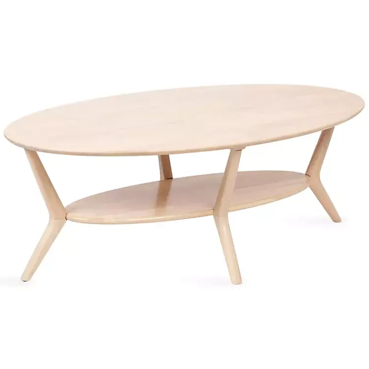 Coffee Tables-Kirklands Home Natural Wood Oval Nile Coffee Table Tan