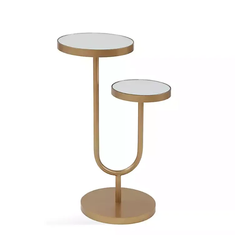 Accent & End Tables-Kirklands Home Mirrored High-Low Accent Table Gold