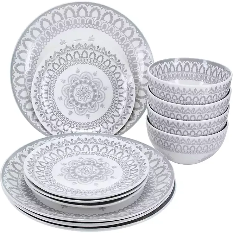 Dinnerware-Kirklands Home Stone Lila Patterned 12-pc. Dinnerware Set