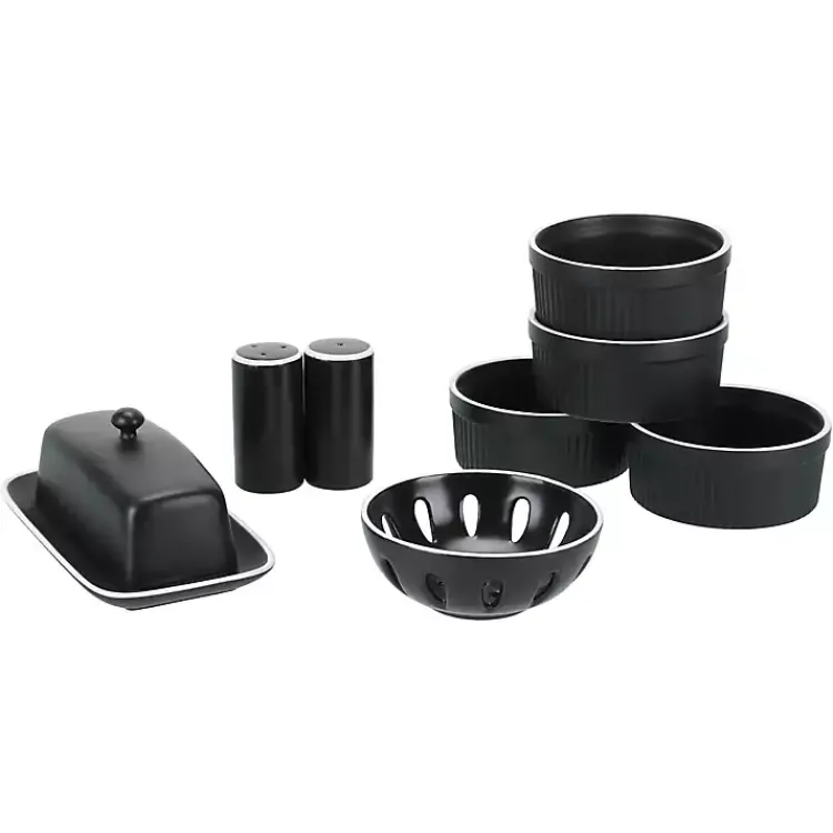 Kitchen Accessories-Kirklands Home Onyx Stoneware 7-pc. Kitchen Accessories Set Black