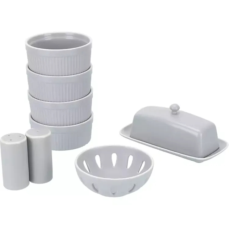 Kitchen Accessories-Kirklands Home Stone Stoneware 7-pc. Kitchen Accessories Set Gray