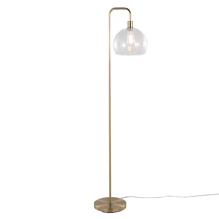 Floor Lamps-Kirklands Home Arch Metro Glass Globe Floor Lamp Gold