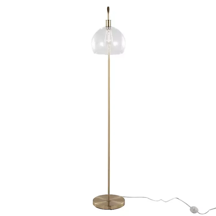 Floor Lamps-Kirklands Home Arch Metro Glass Globe Floor Lamp Gold