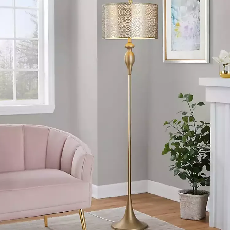 Floor Lamps-Kirklands Home Metal Ashland Floor Lamp Gold
