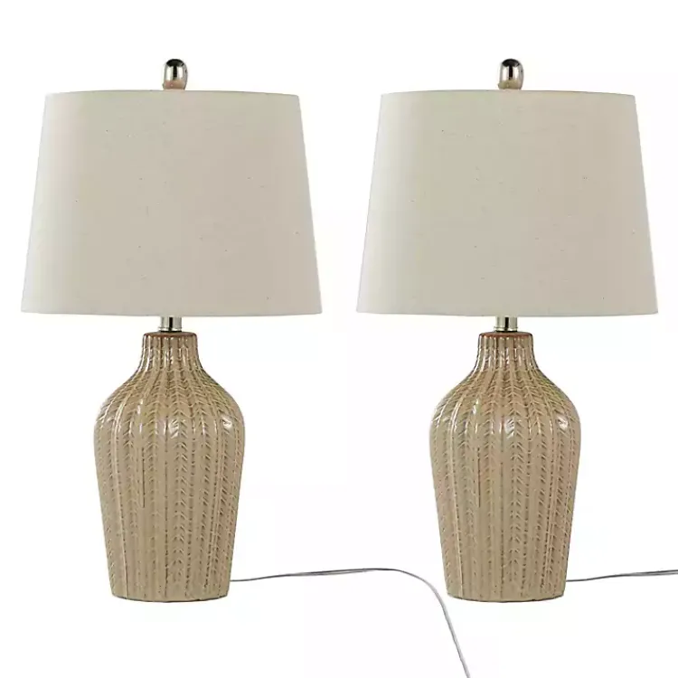 Table Lamps-Kirklands Home Sand Rockwell Table Lamps, Set of 2 Tan