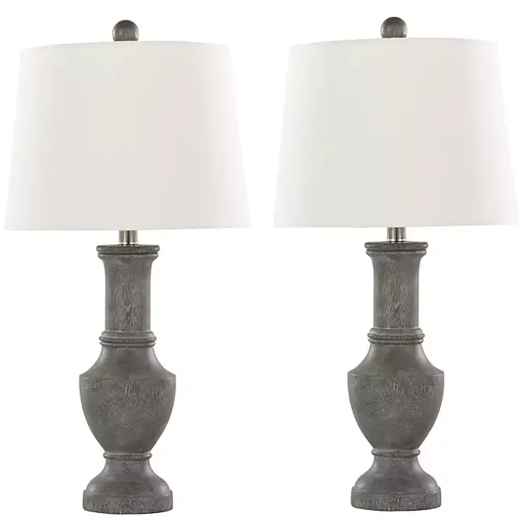 Table Lamps-Kirklands Home Dark Gray Chateau Table Lamps, Set of 2 White
