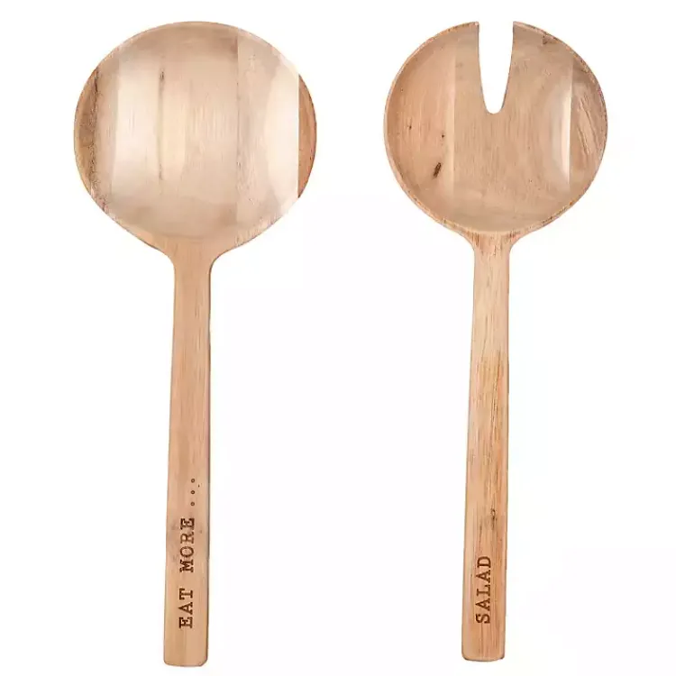 Serving & Entertaining-Kirklands Home Eat More Salad Acacia Wood Salad Servers, Set of 2