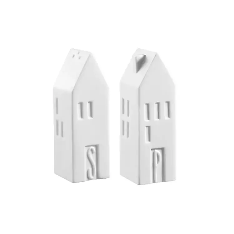 Kitchen Accessories-Kirklands Home Porcelain House Shaped Salt & Pepper Shakers White