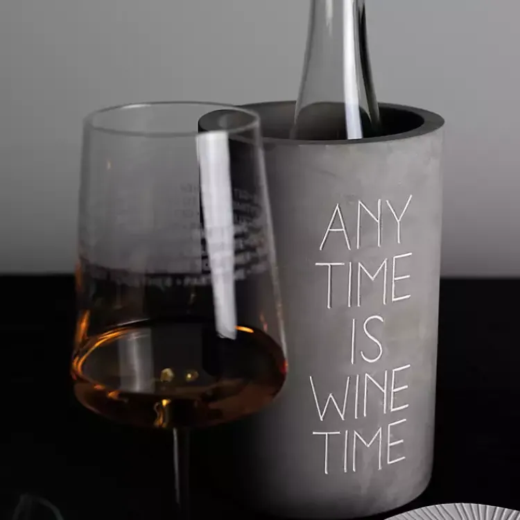 Barware-Kirklands Home Any Time is Wine Time Concrete Wine Bottle Cooler Gray