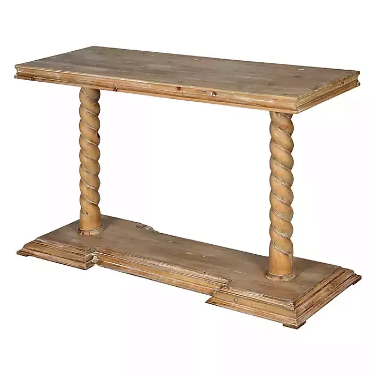 Console Tables-Kirklands Home Natural Wood Carley Console Table Tan