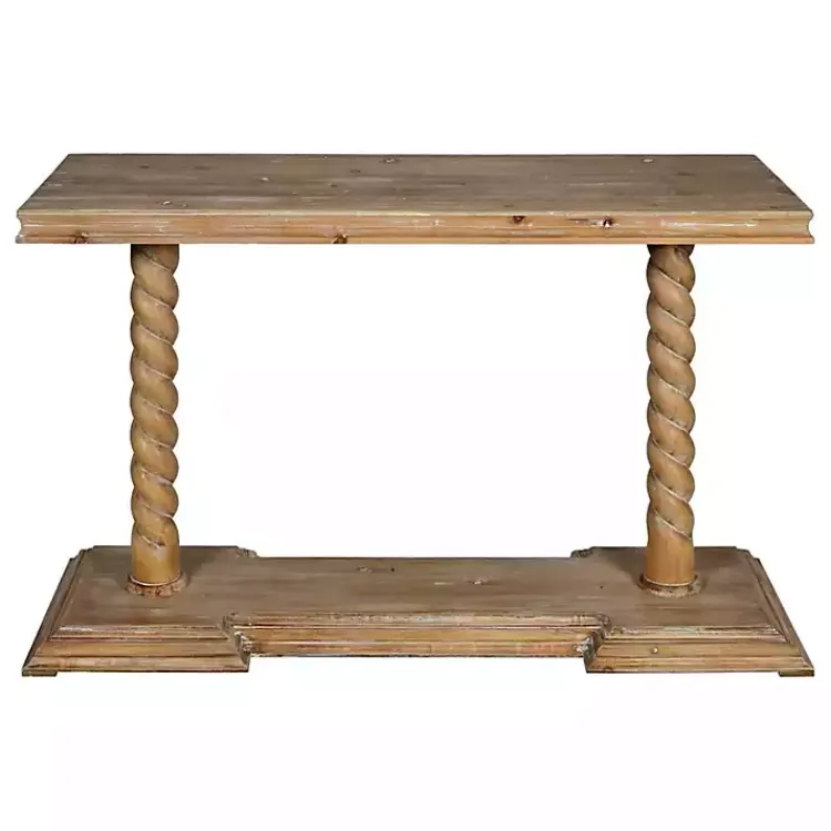 Console Tables-Kirklands Home Natural Wood Carley Console Table Tan