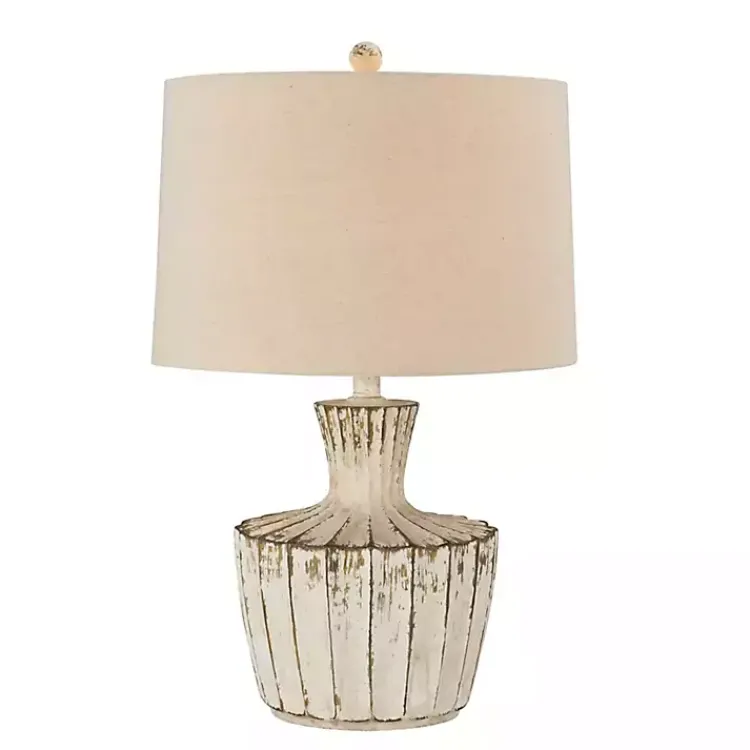 Table Lamps-Kirklands Home Distressed Cream Jada Table Lamp Tan