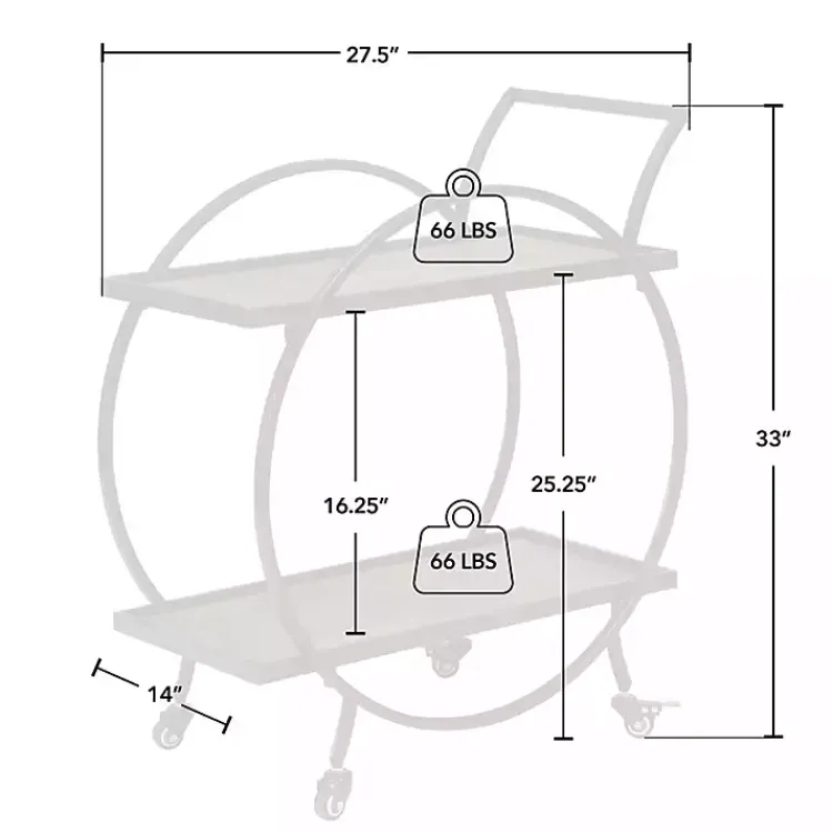 Kitchen Islands & Bar Carts-Kirklands Home & Brown Wood 2-Tier Odessa Bar Cart Black