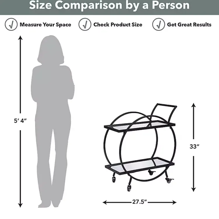 Kitchen Islands & Bar Carts-Kirklands Home & Brown Wood 2-Tier Odessa Bar Cart Black