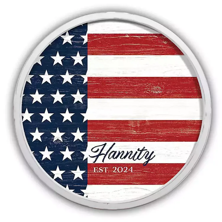 Wall Plaques-Kirklands Home American Flag Personalized White Frame Wall Plaque