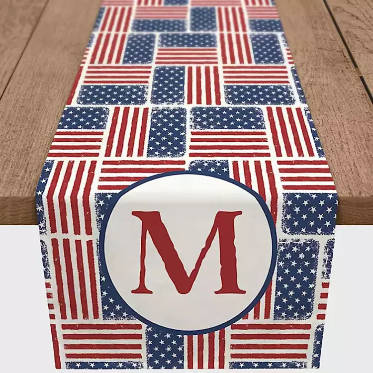 Table Linens-Kirklands Home Personalized American Flag Table Runner, 72 in.
