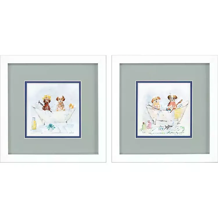 Framed Art-Kirklands Home Bathtub Pups Framed Art Prints, Set of 2