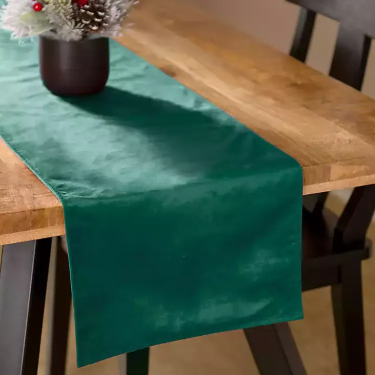 Table Linens-Kirklands Home Velvet Christmas Table Runner, 108 in. Green