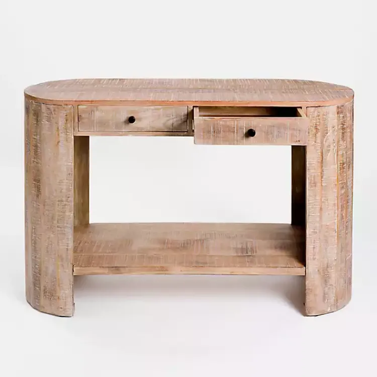 Console Tables-Kirklands Home Sawmark 2-Drawer Console Table Brown