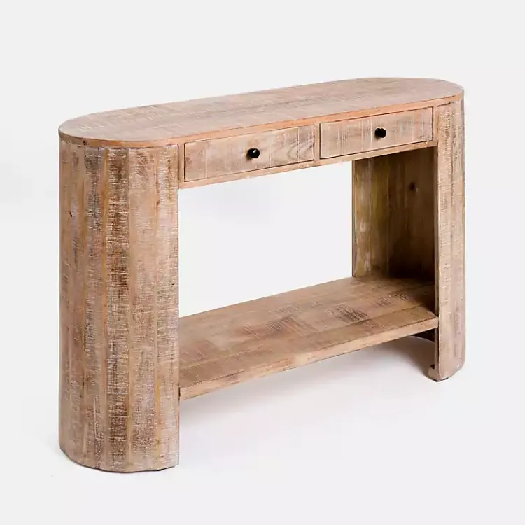 Console Tables-Kirklands Home Sawmark 2-Drawer Console Table Brown