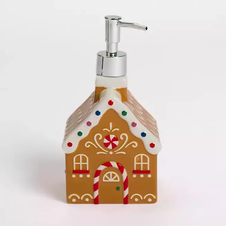 Kitchen Accessories-Kirklands Home Gingerbread House Soap Dispenser Brown