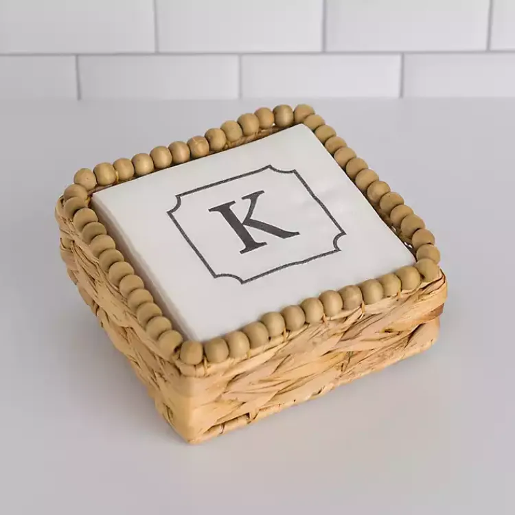 Monogram Kitchen Decor-Kirklands Home Monogram K Beaded Napkin Holder Set