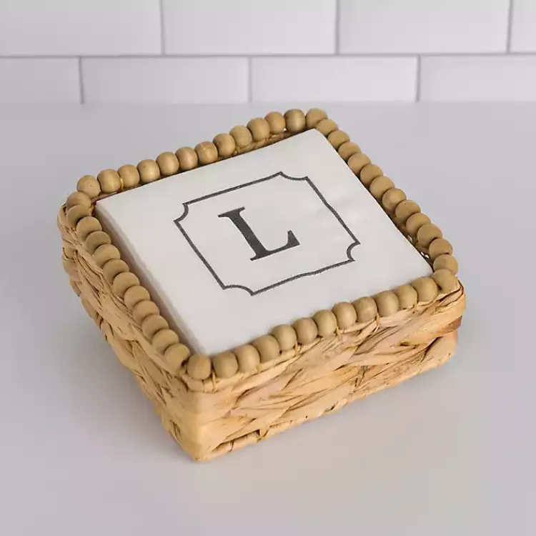 Monogram Kitchen Decor-Kirklands Home Monogram L Beaded Napkin Holder Set