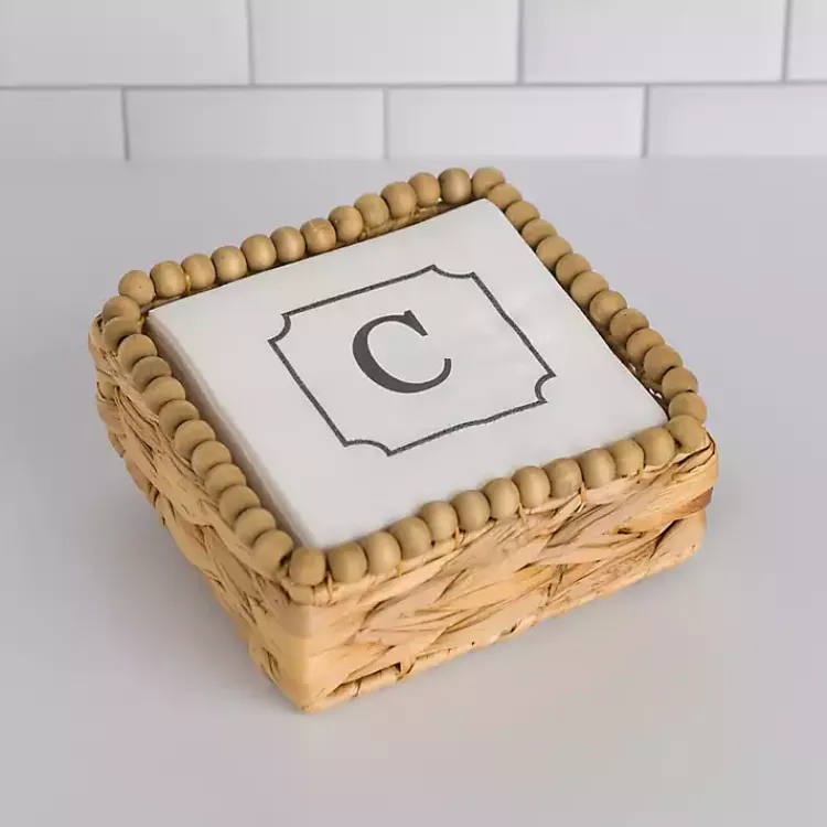 Monogram Kitchen Decor-Kirklands Home Monogram C Beaded Napkin Holder Set