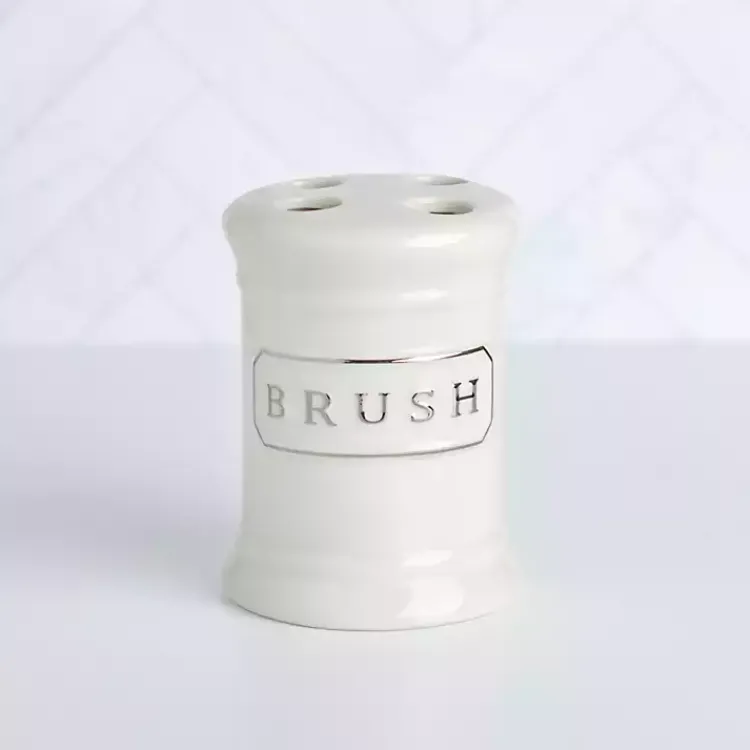 Bathroom Accessories-Kirklands Home Ceramic Toothbrush Holder White